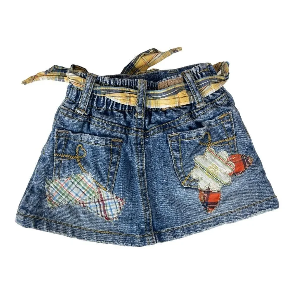 Children's Place Baby Girl's Size 6 - 9 Months Jean Skirt Blue Patches